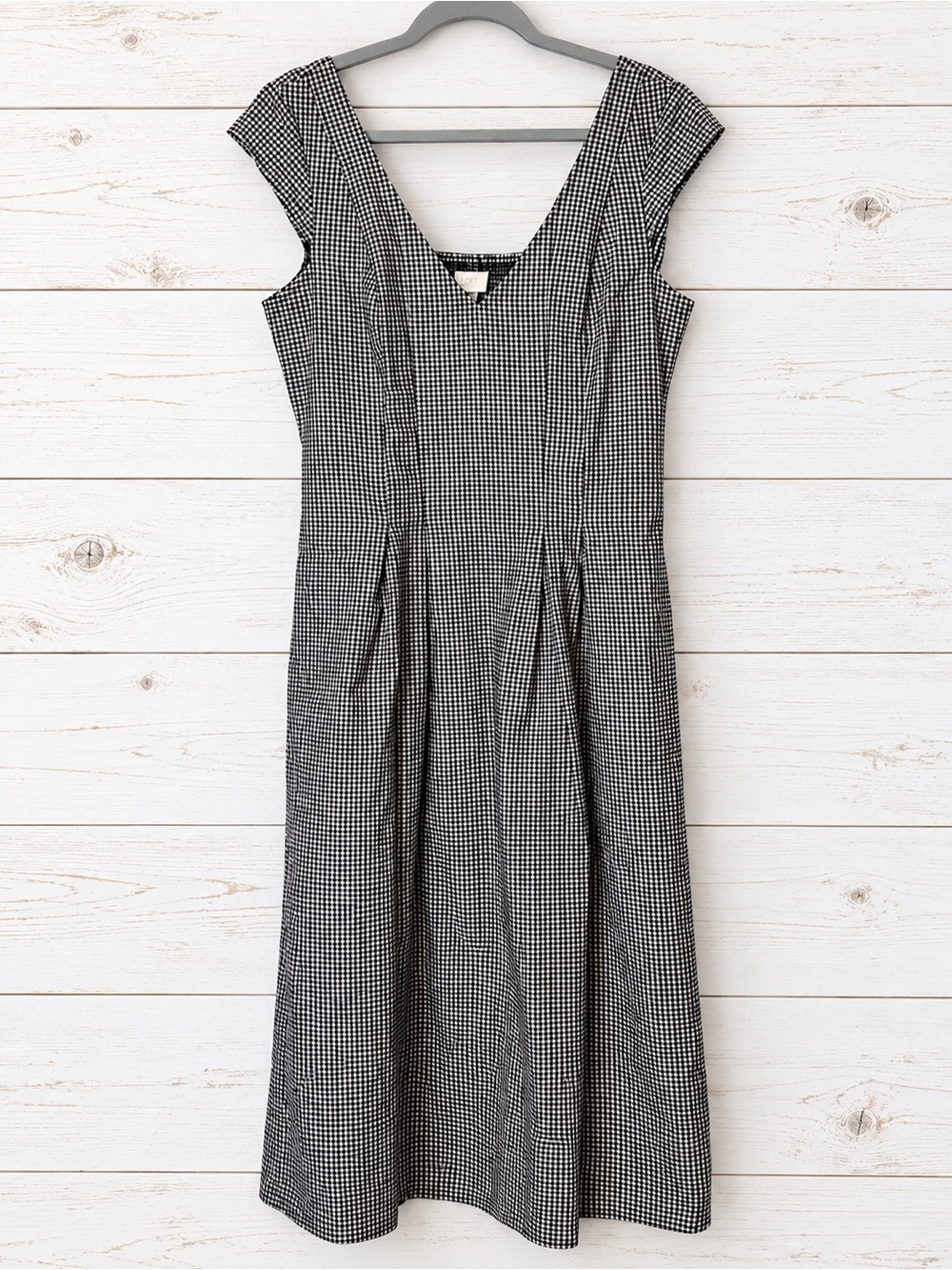 Classic Black & White Gingham Cap-Sleeve Dress